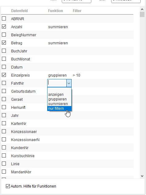 farelogiQ Auswertung per Filter